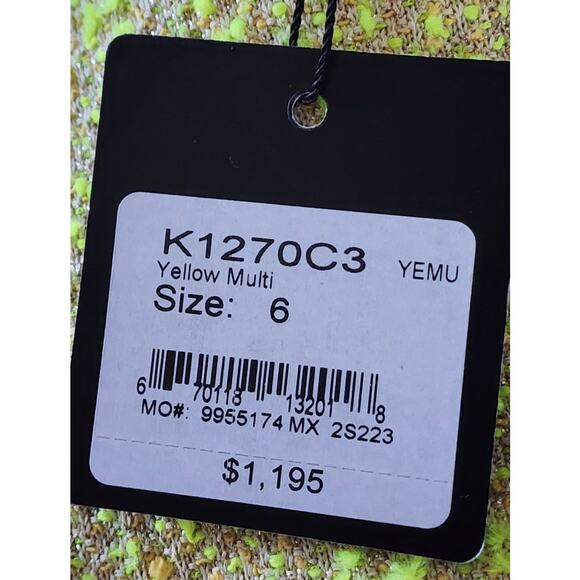 St. John Sparkle Slub Knit Yellow Multi Sleeveless Dress, Size 6, NWT - Picture 4 of 9